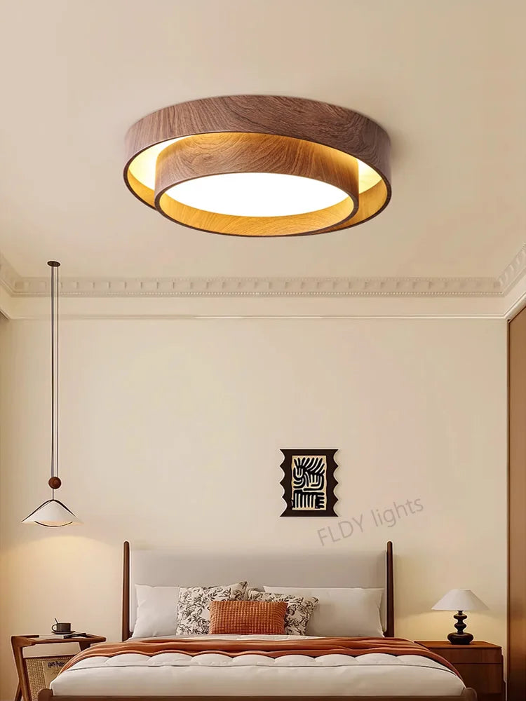 FLDY Menvix Nordic Walnut Wood LED Ceiling Chandelier