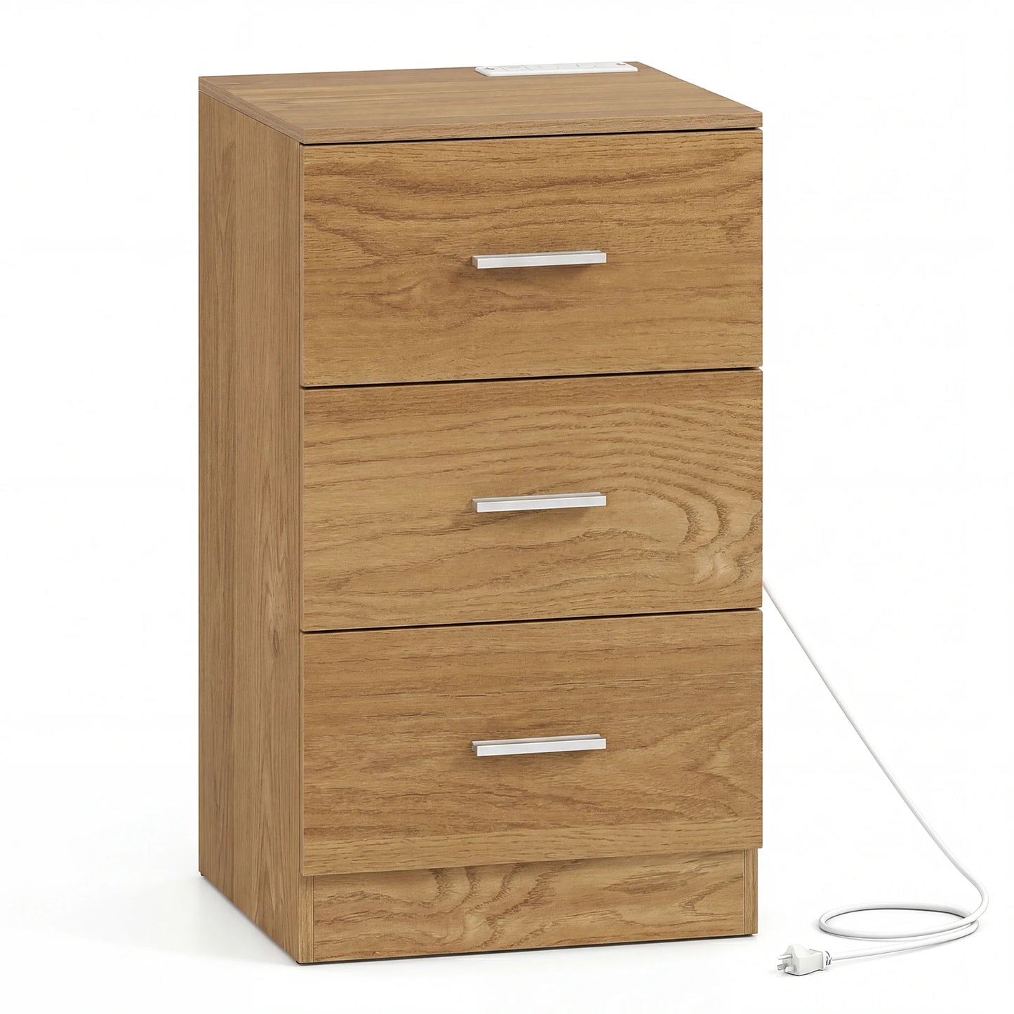 HOMASIS Nightstand With Charging Station And 3 Drawers