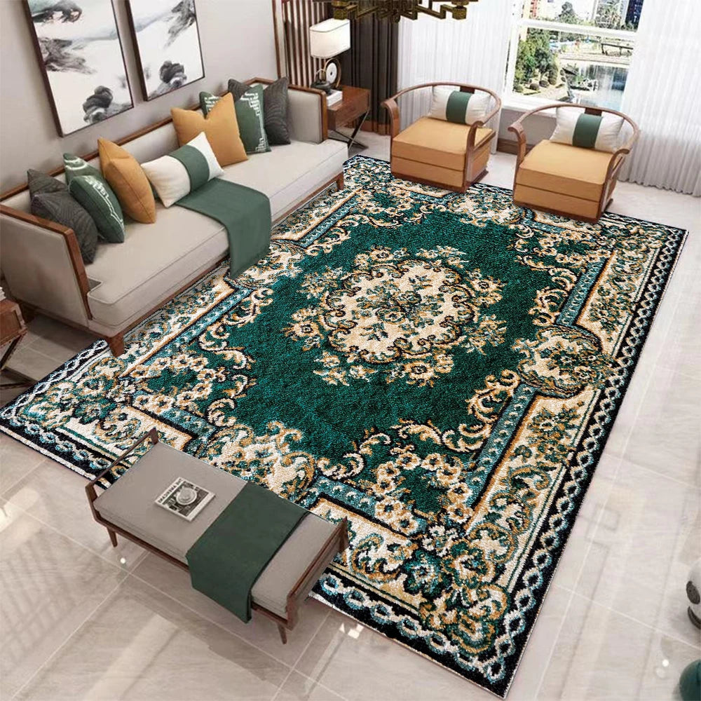 European Retro Non-Slip Living Room Carpet Rug Mat Washable