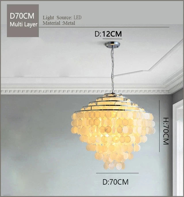 Nordic Modern Minimalist Shell Wind Chime Chandelier Romantic Living Room Restaurant Bedroom Led Decorate Ceilling Hanging Light