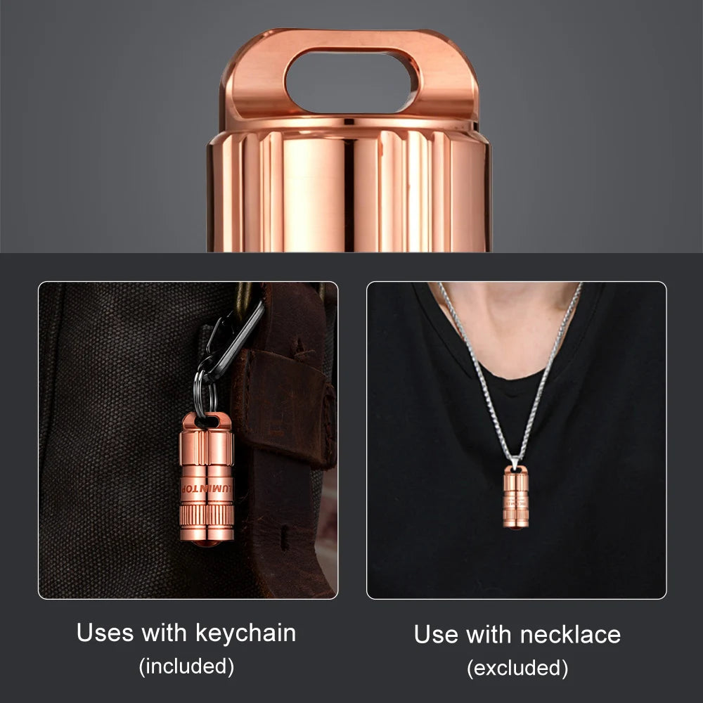 Copper Flashlight EDC LED Pocket Light Type USB C Rechargeable Lamp 10180 Li-ion Keychain Lantern Waterproof Mini Outdoor Torch