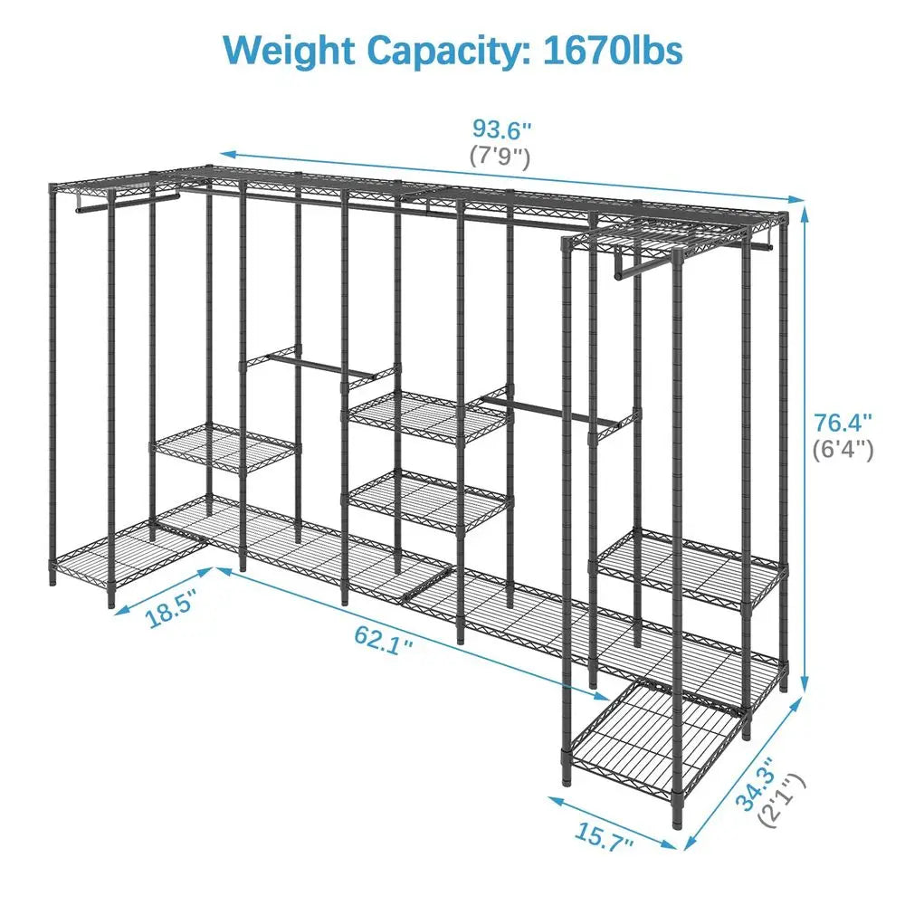U70 Extra Large Heavy Duty Clothes Rack, Freestanding Portable Closet for Bedroom Storage Wardrobe Closet Organizer Wire Clothi