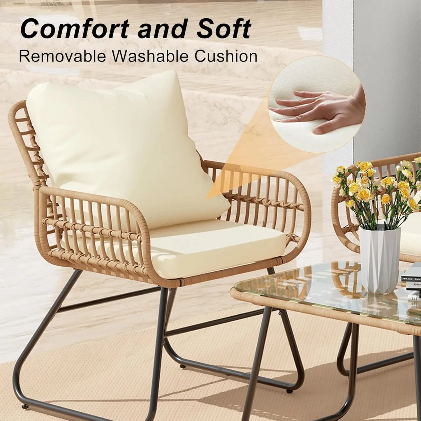 OEING All-Weather Wicker Outdoor Patio Furniture Set With Cushions