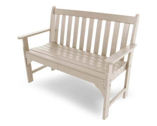 48 Inch Outdoor Garden Bench With Armrests In Buff Color