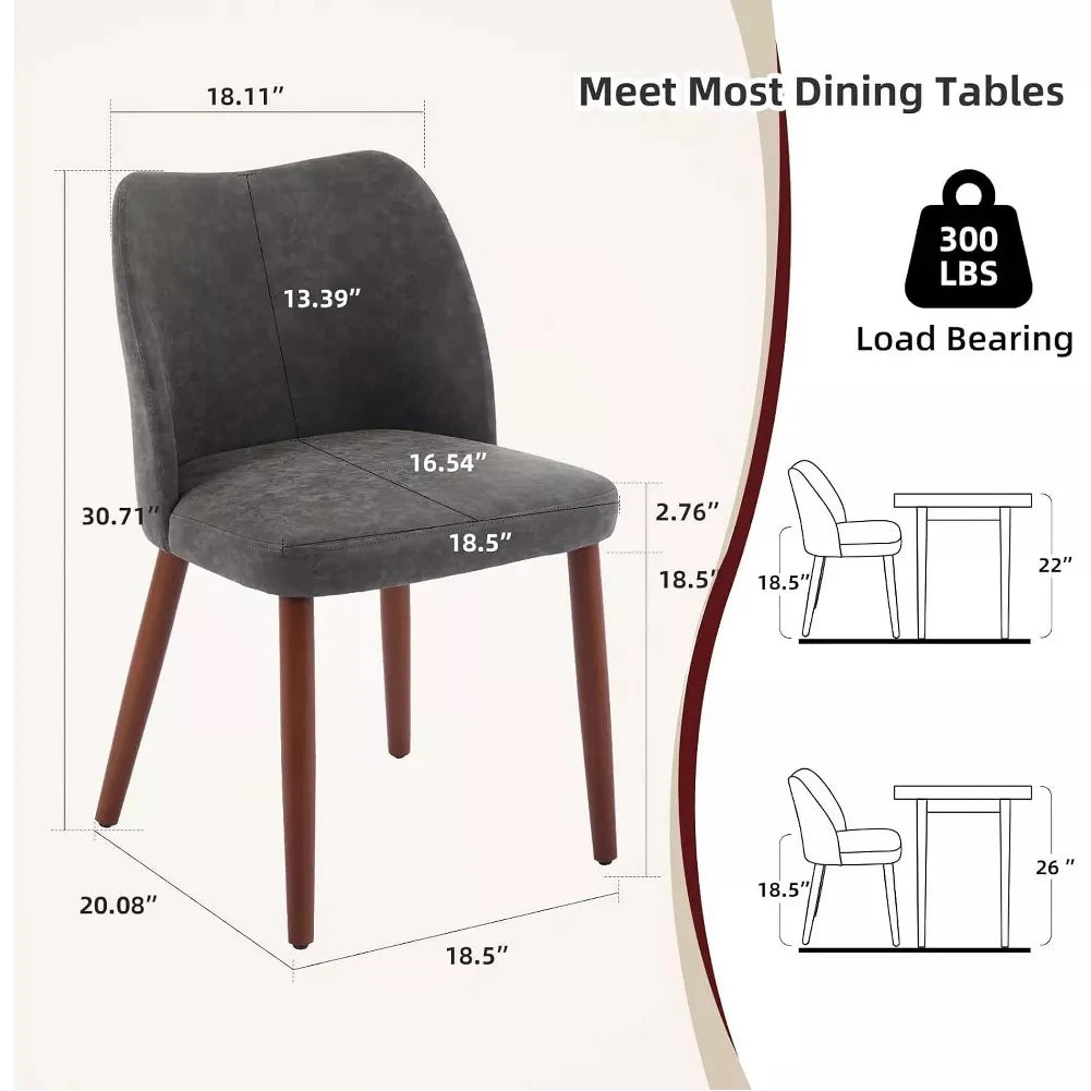 HiMISS Wingback Dining Chairs PU Leather Upholstered With Wood Legs