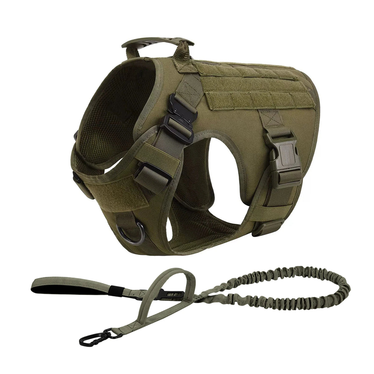 PETRAVEL Tactical Dog Harness Set With Leash And MOLLE Pouches