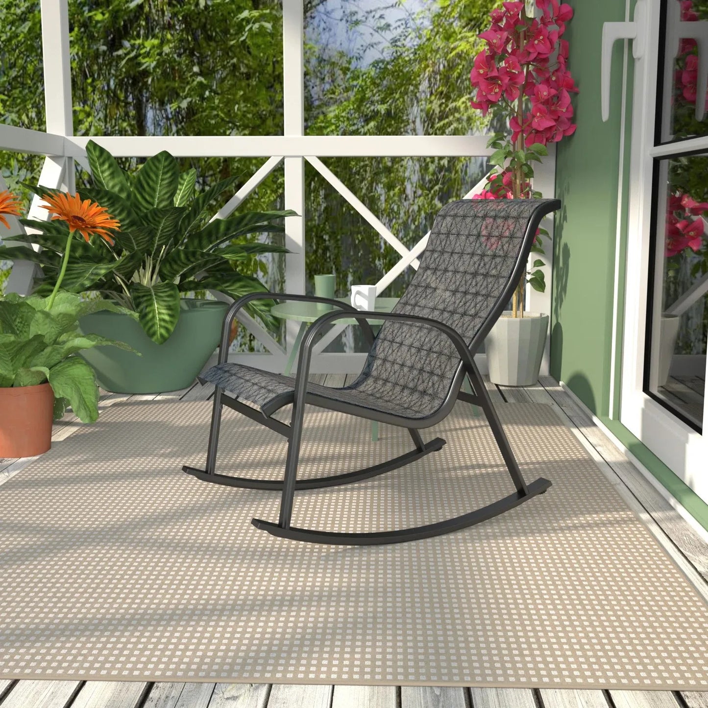 Grand Patio Mesh Sling Rocking Chair For Outdoor Porch Patio