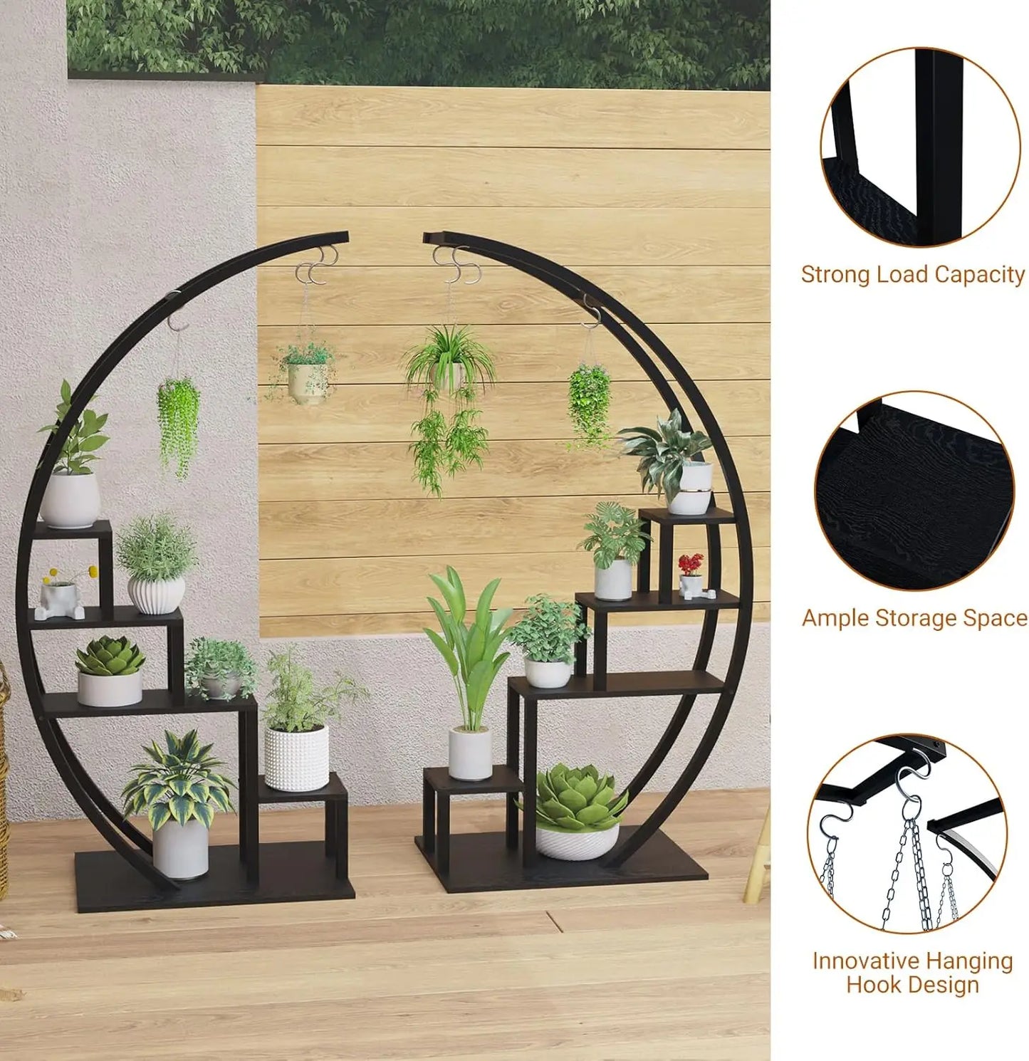 TWISTER.CK 5-Tier Metal Half Moon Plant Stand Indoor Garden Rack
