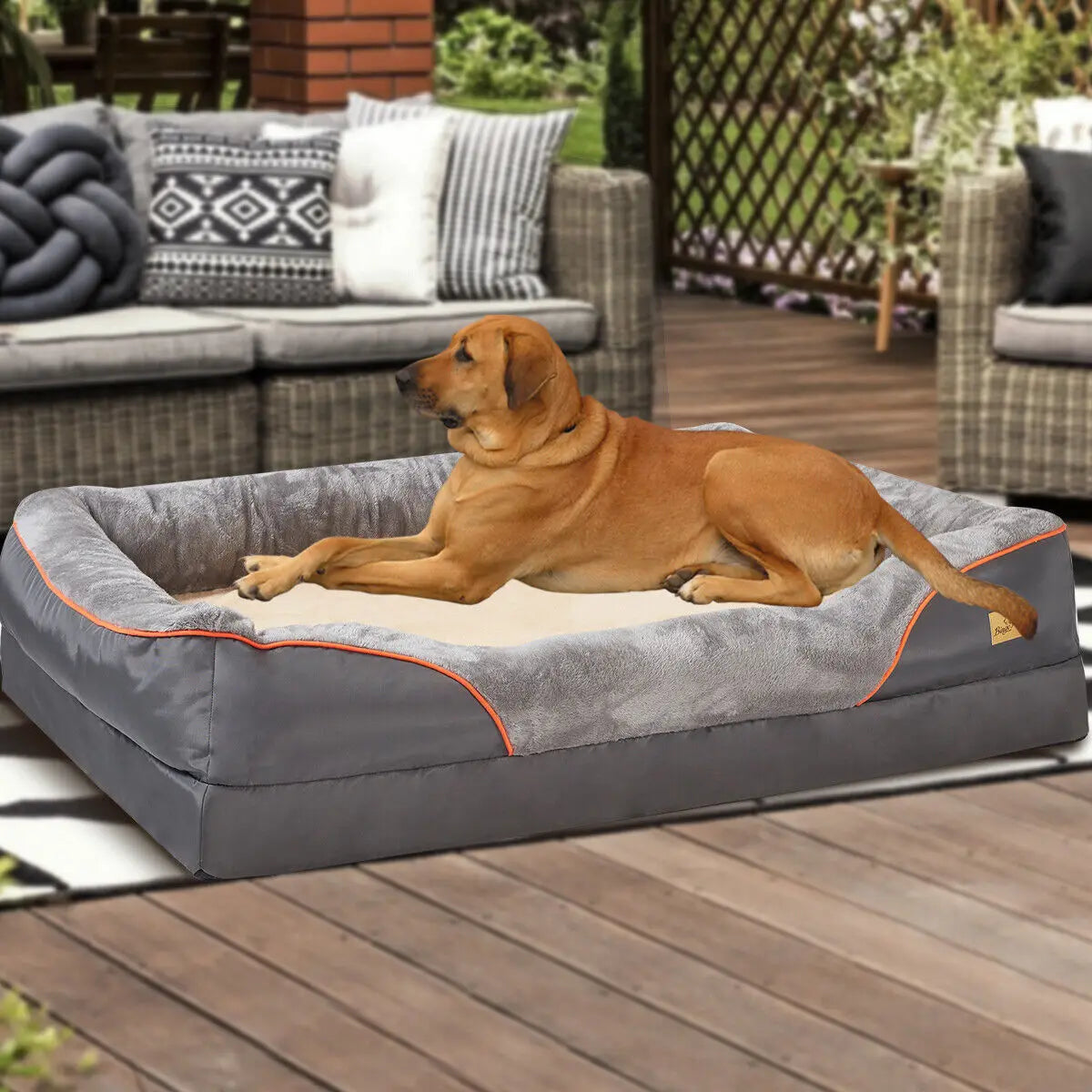 Bingopaw Orthopedic Memory Foam Dog Bed Waterproof Bolster