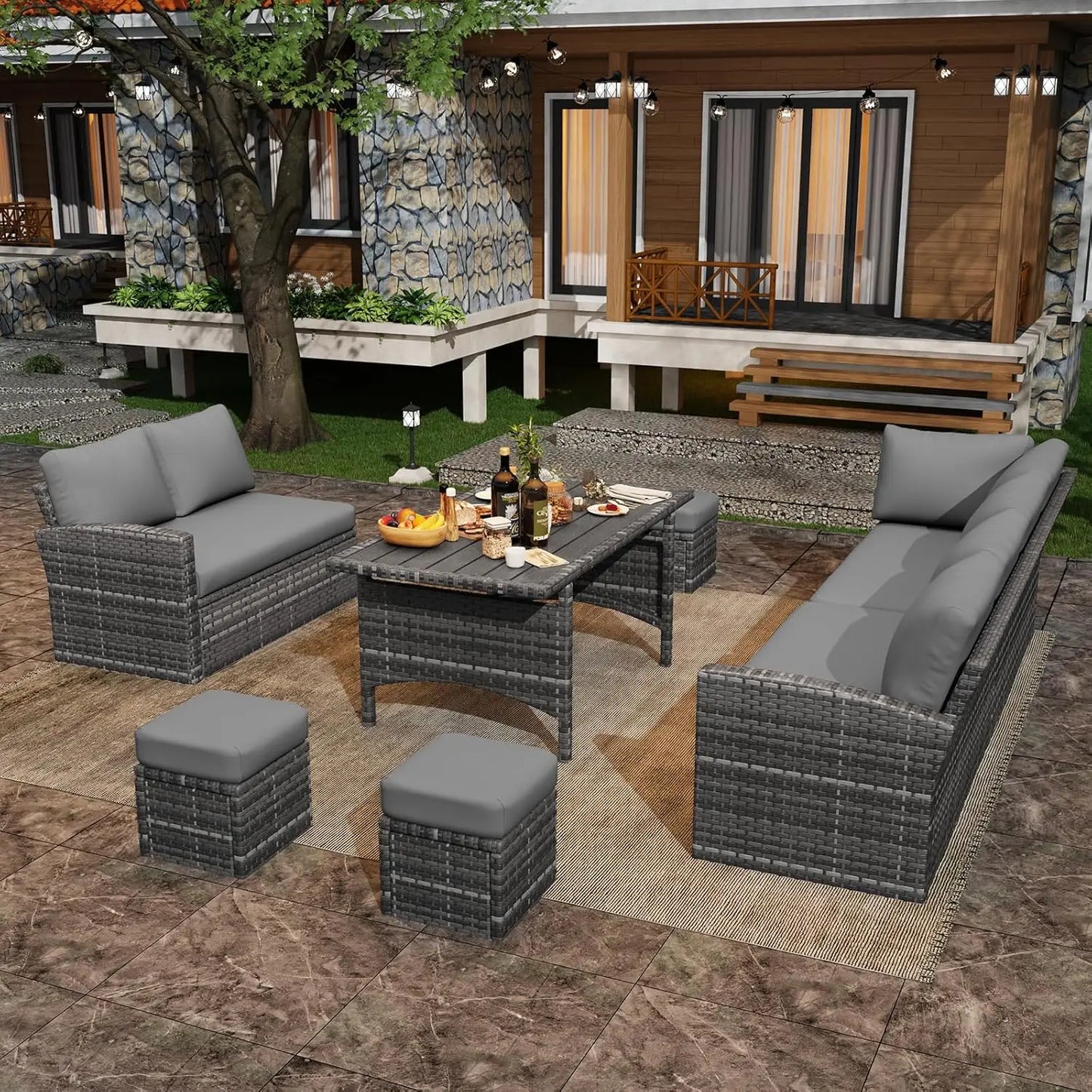 7-Piece Outdoor Patio Furniture Set With Waterproof Cover