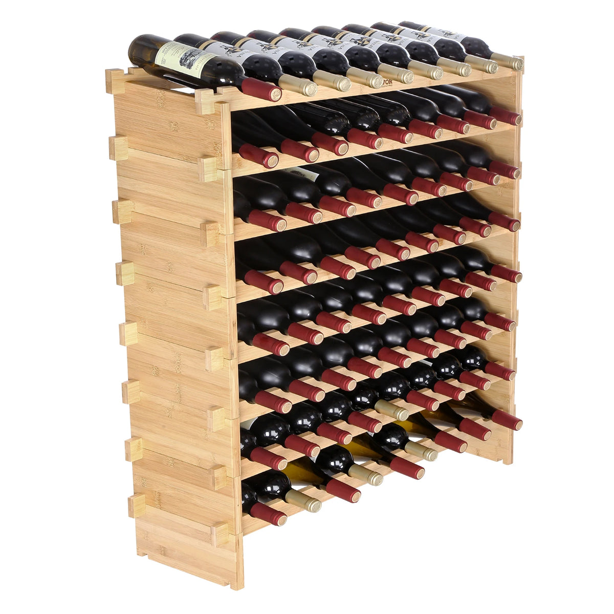 Stackable Bamboo Wine Rack For Kitchen And Cellar Storage