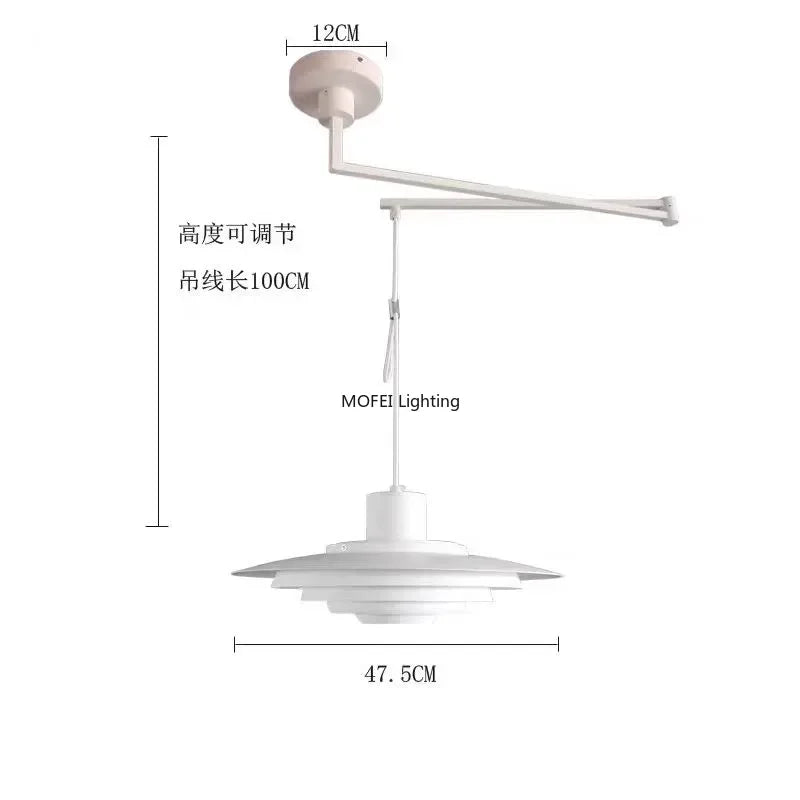 Nordic Lamp White Silver Metal E27 Minimalism LED Chandelier Art Design Kitchen Bedroom Home Decoration Adjustable Pendant Light
