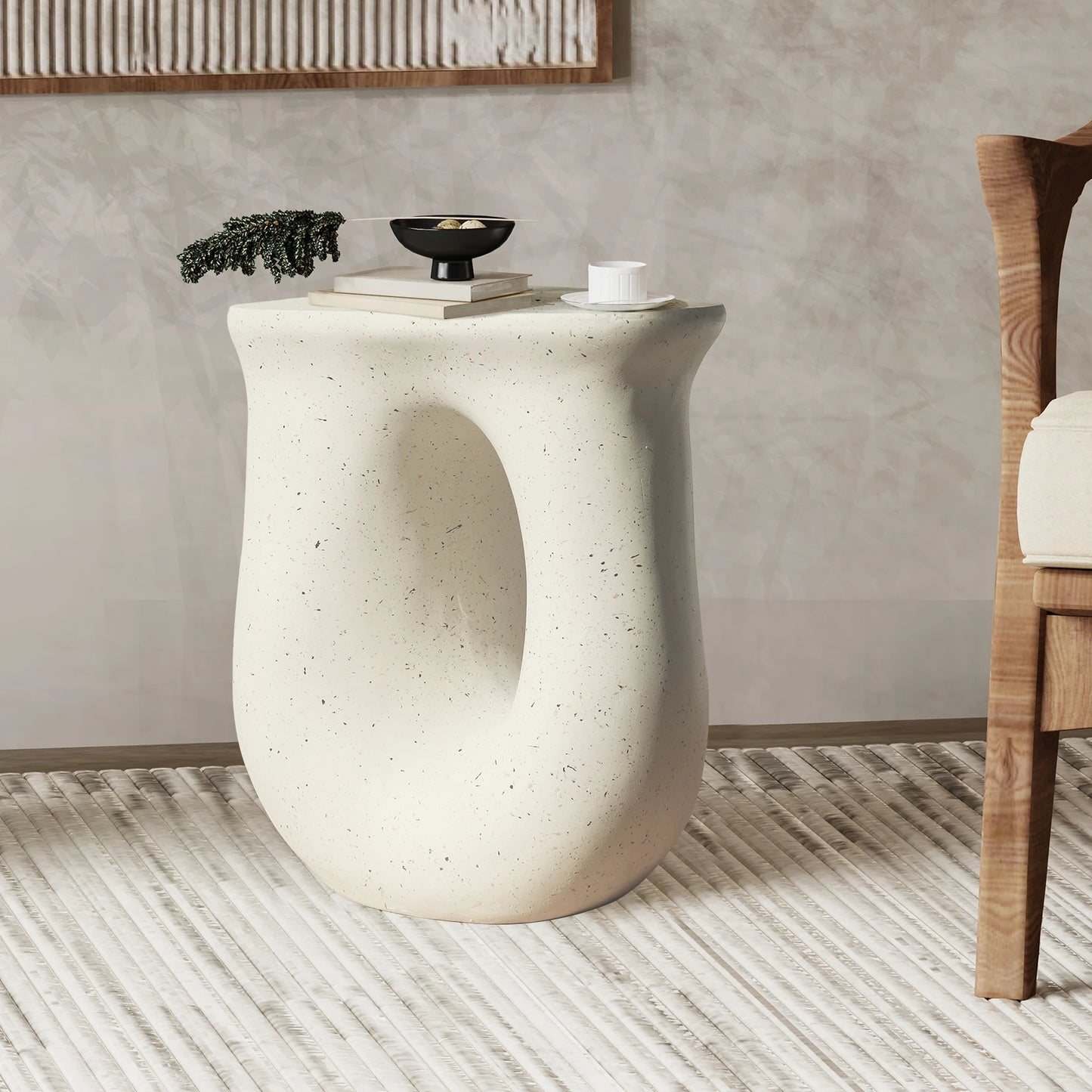 Wisfor Pedestal Table Stand Modern Handcast Polyresin End Table