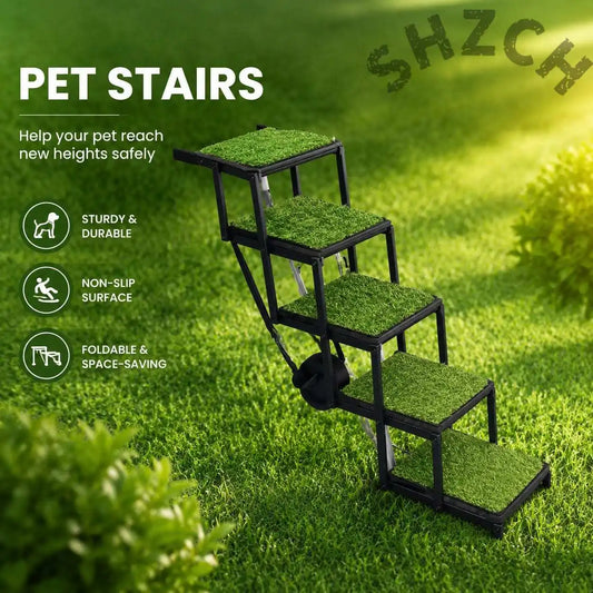 YTYIN Foldable Pet Stairs for Cars With Anti Slip Steps