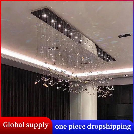 Crystal Butterfly Pendant Chandelier For Living Room