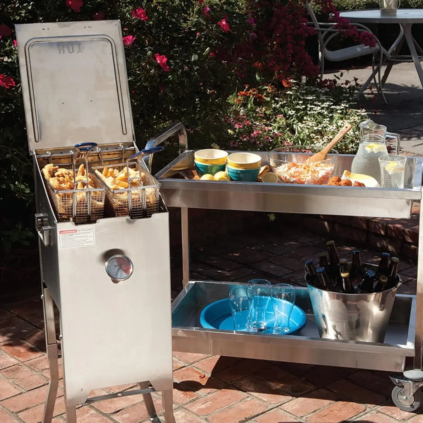 Outdoor Stainless Fryer With Thermometer And Baskets