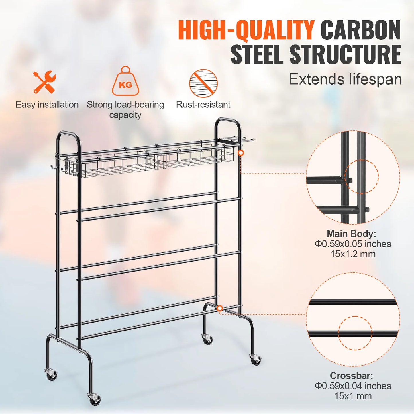 VEVOR Rolling Basketball Rack and Training Stand with Wheels