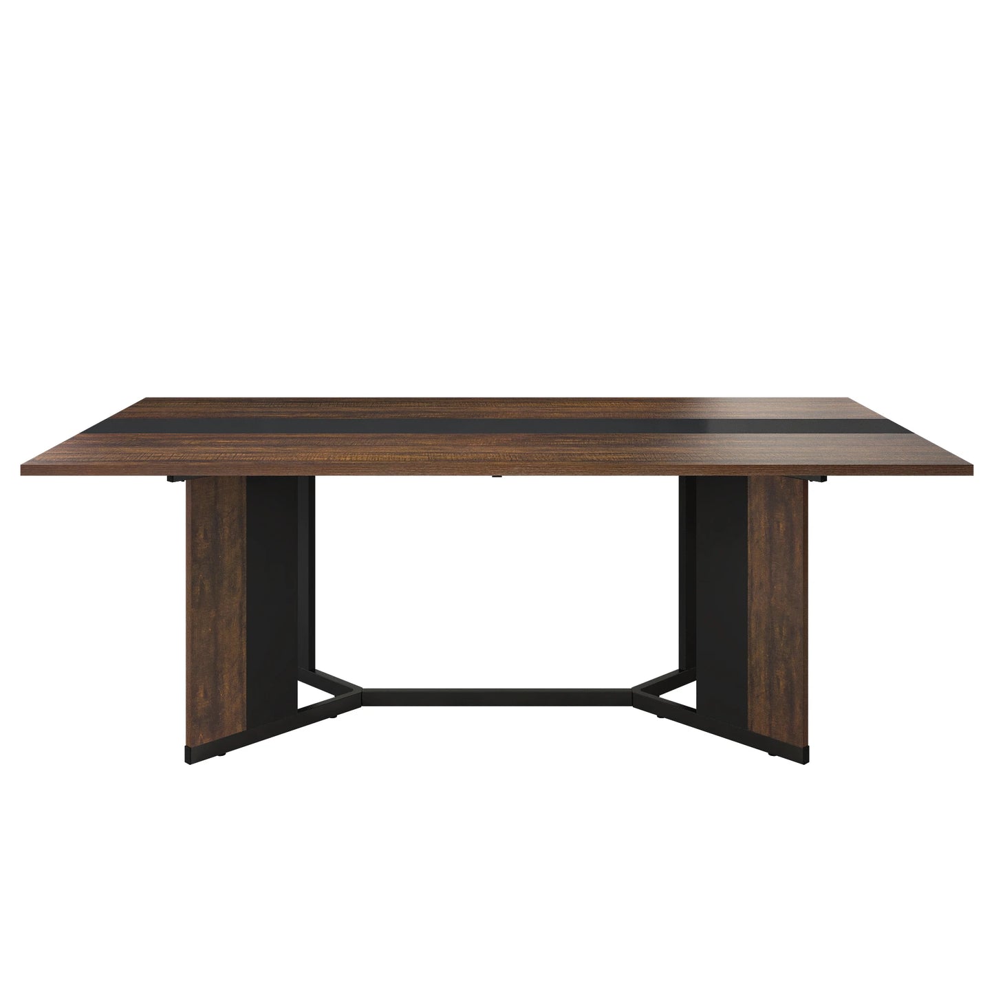 QiaoShiRen Modern Rectangular Wooden Dining Table With Metal Legs