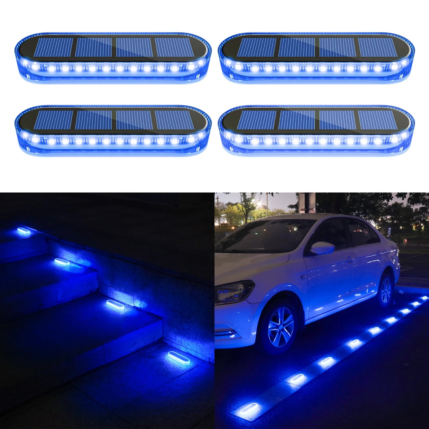 Solar LED Deck Lights 4 Pack AutoOnOff IP68 Waterproof