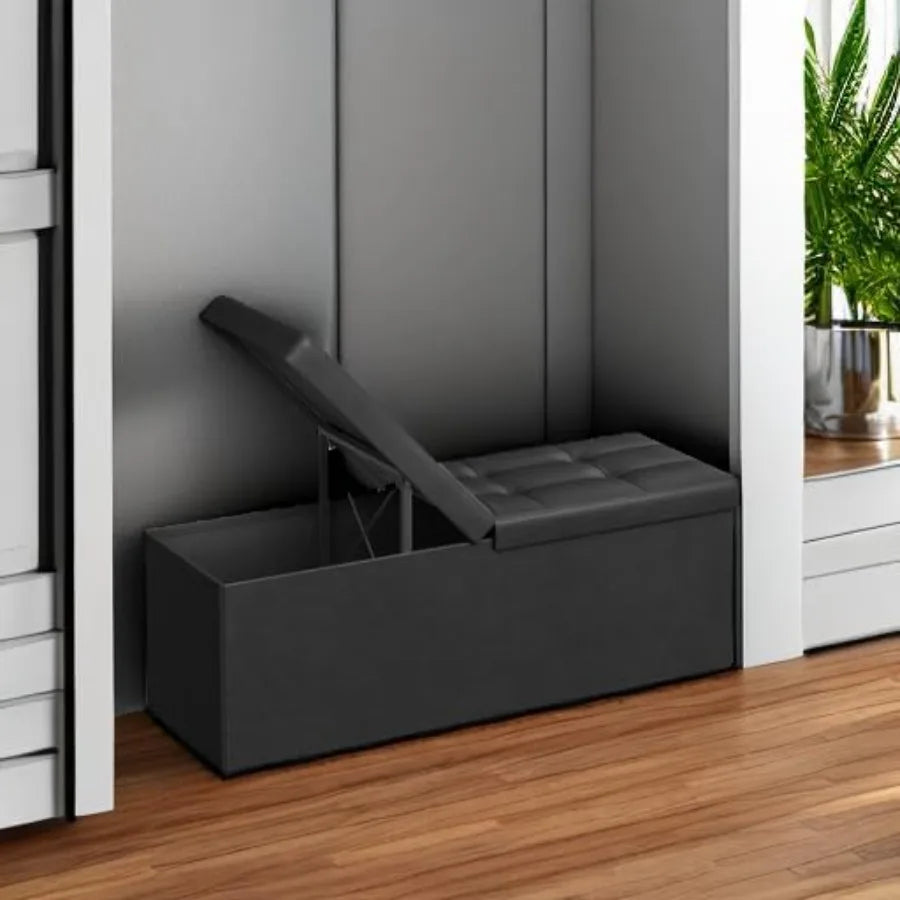 XIUWO Storage Ottoman Bench With Flipping Lid And Iron Frame