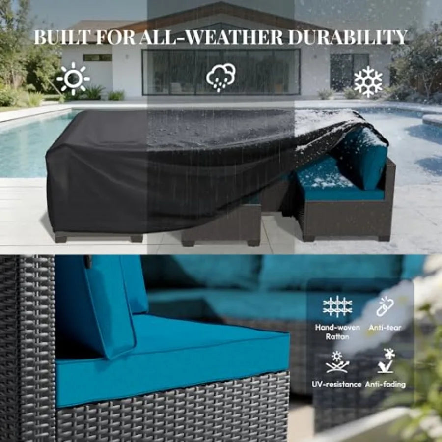 Patio Furniture Set 7 Piece All Weather Wicker Rattan Conversation