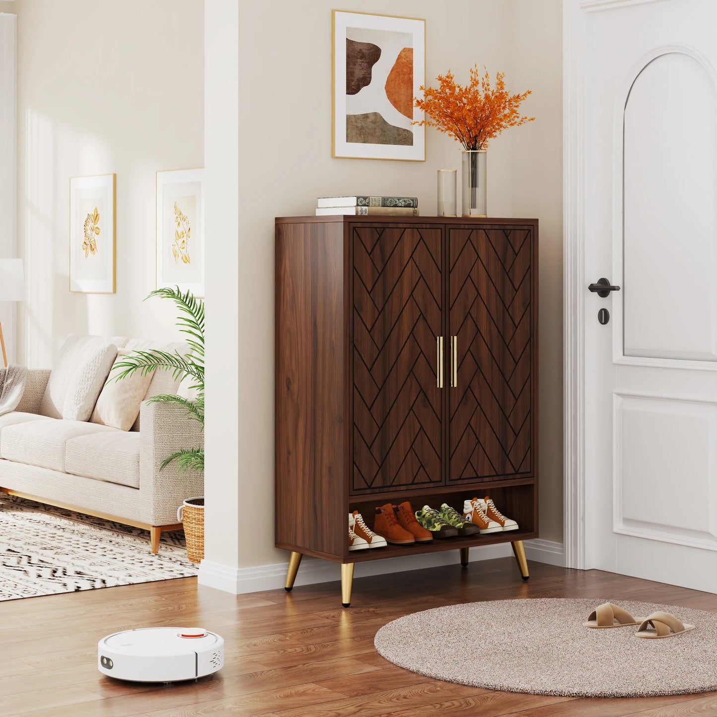 Tribesigns Six Tier Shoe Cabinet With Doors