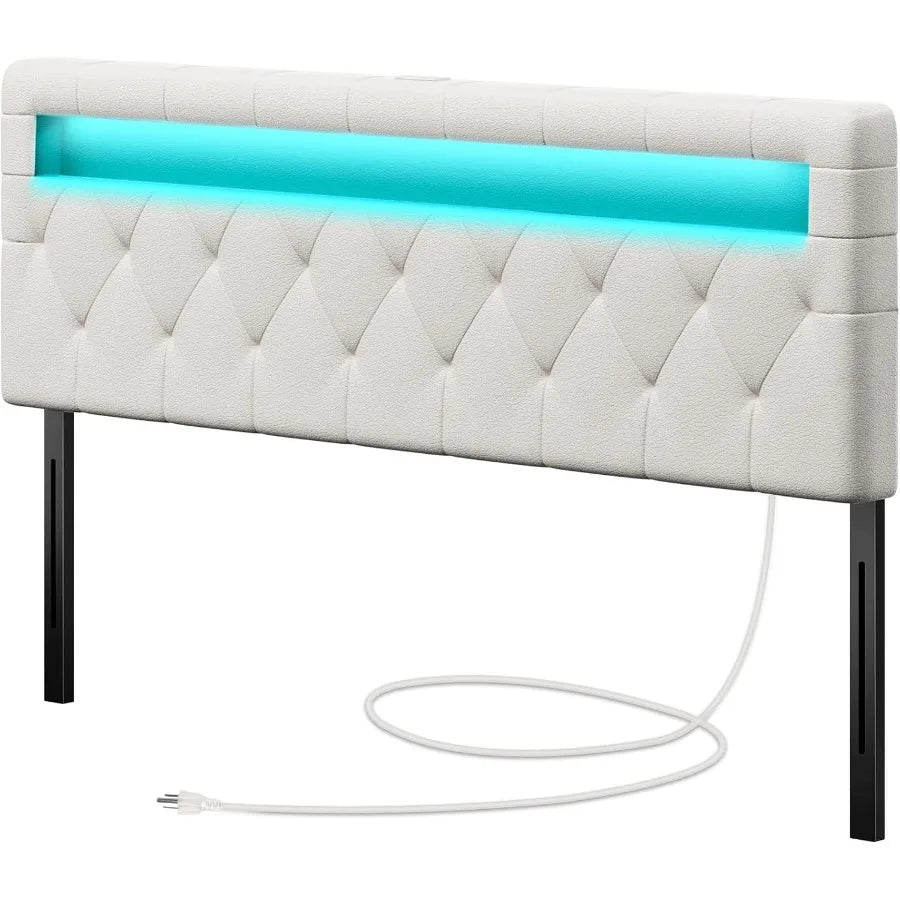 XIUWO LED Headboard For Queen Bed With USB Type-C Port