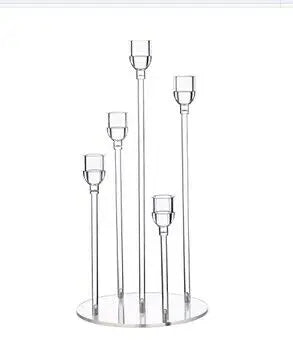 10pcs Acrylic 5 Arms Candle Holder Transparent Candelabra Table Centerpieces Wedding Living Room Home Holiday Decoration
