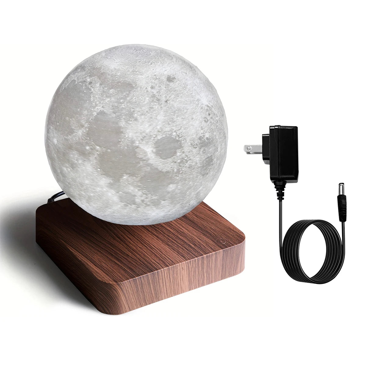 Mexllex Magnetic Rotating Moon Lamp With Wooden Base And 3 Color Temperature LED