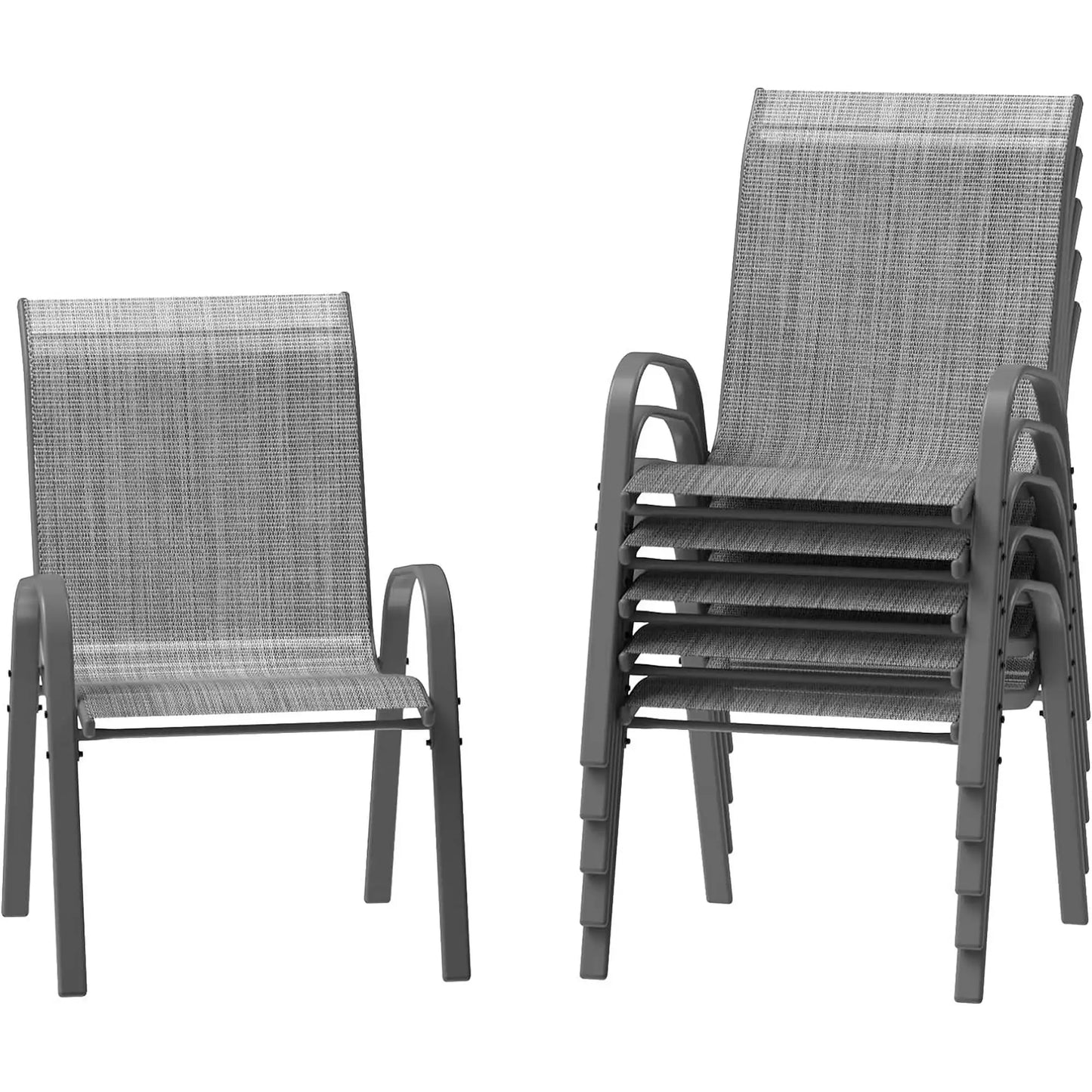AuAg Outdoor Stackable Dining Chairs, 6-Piece High Back Set