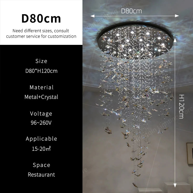 Crystal Butterfly Pendant Chandelier For Living Room