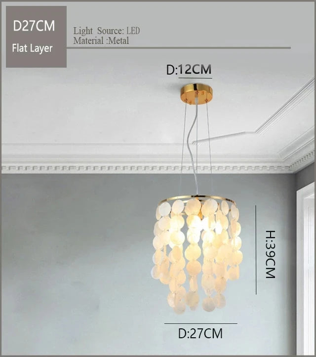 Nordic Modern Minimalist Shell Wind Chime Chandelier Romantic Living Room Restaurant Bedroom Led Decorate Ceilling Hanging Light