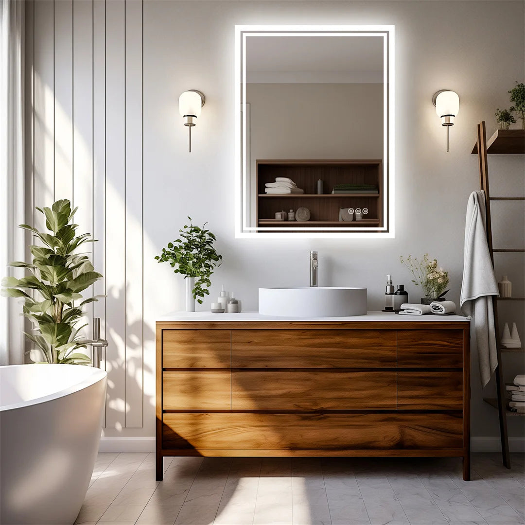 LUVODI Illuminated Backlit Defog Wall Mounted Bathroom Mirror