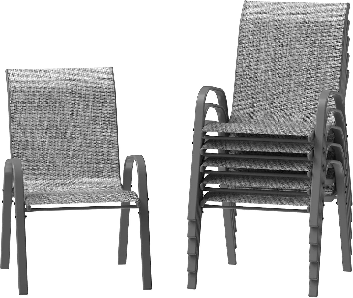 AuAg Outdoor Stackable Dining Chairs, 6-Piece High Back Set