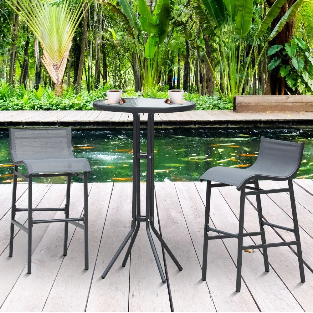3pc Outdoor Patio Bar Table Chairs Bistro Set Garden Pool Backyard Furniture