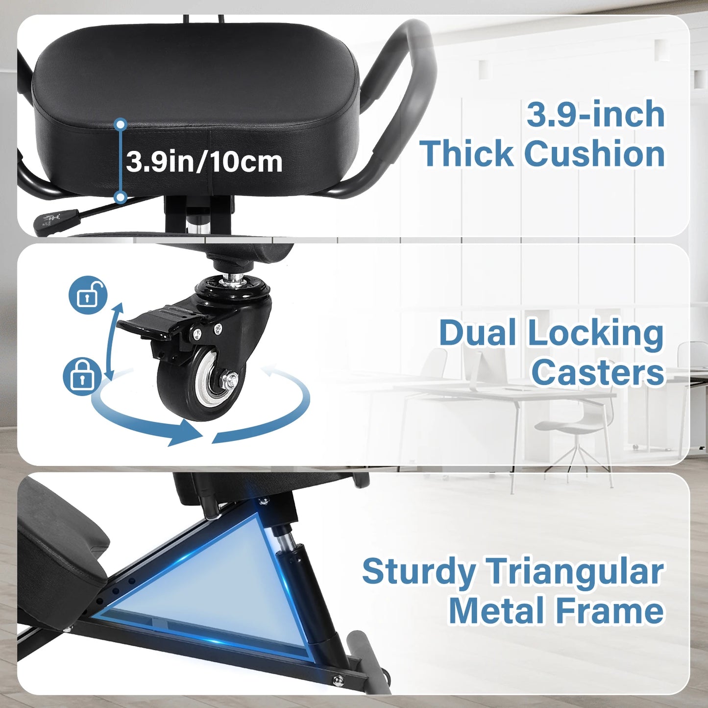 Ergonomic Kneeling Chair With Backrest And Wheels