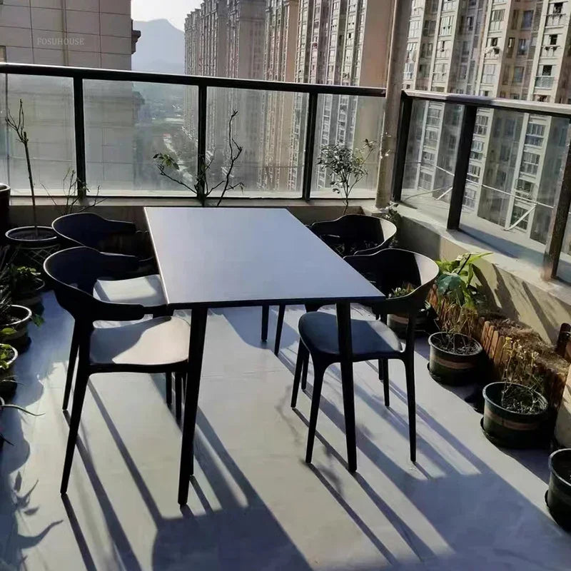Fosuhouse Metal Outdoor Table Modern Style Waterproof