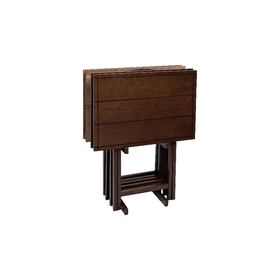 Mainstays Farmhouse Folding TV Tray Set with Storage Rack