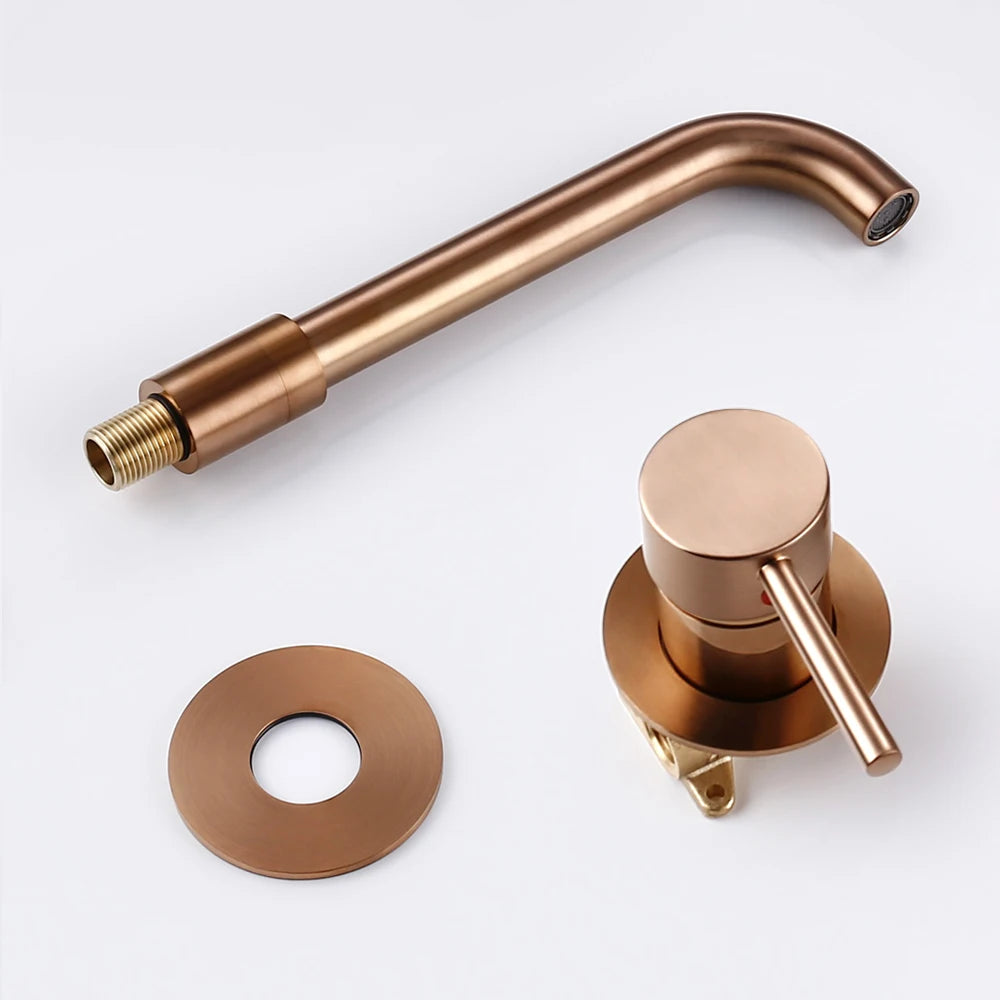 Bagnolux Polished Or Brushed Rose Gold Bathroom Faucet Brass Round Hole Concealed Type Household Hot Cold Bathroom Faucet