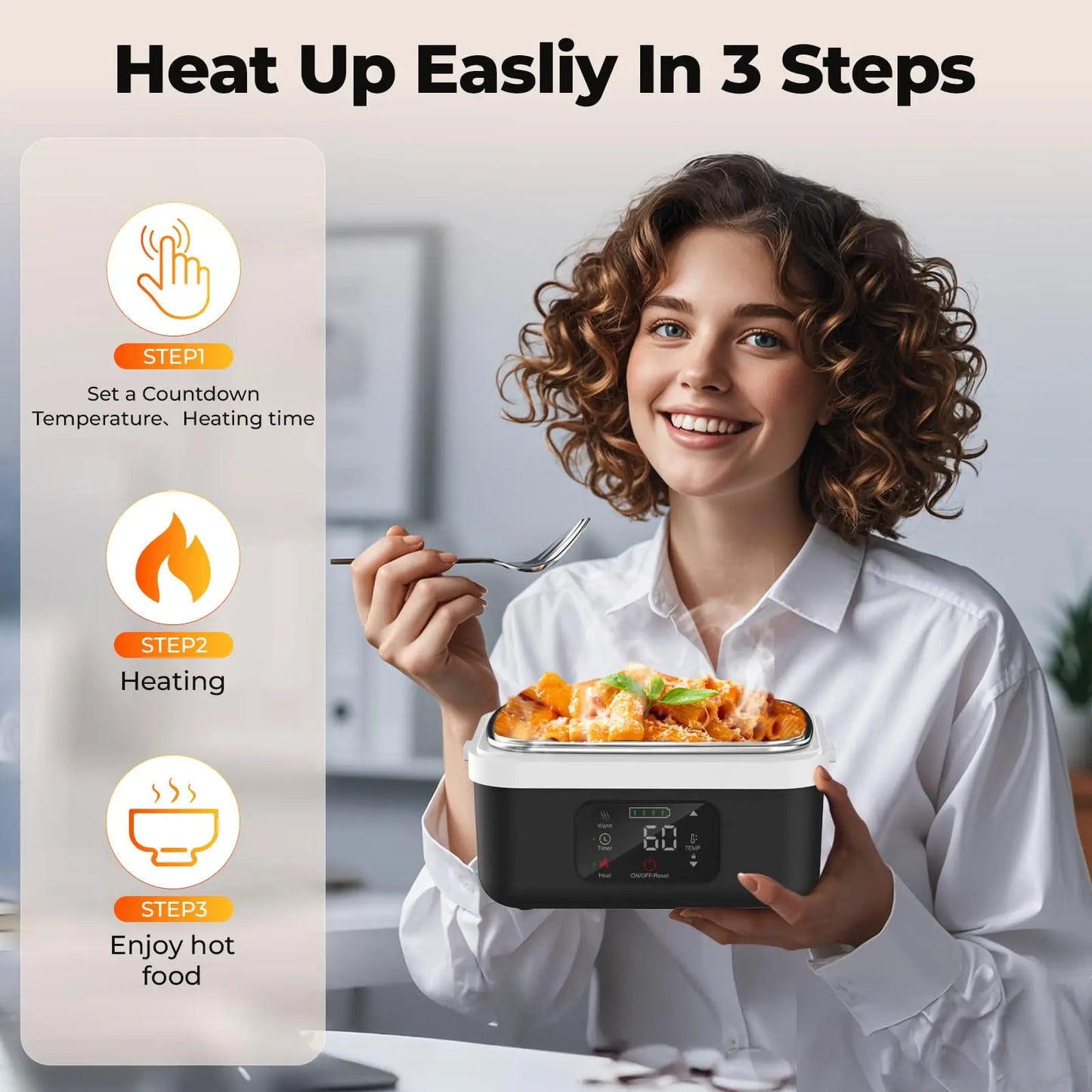 Wireless Insulated Lunch Box With Built-In 8000mAh Battery