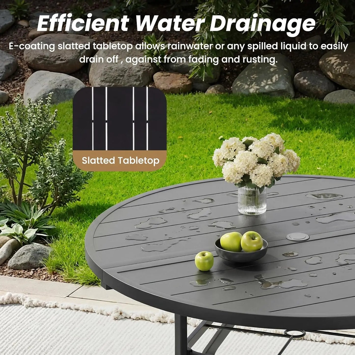 Outdoor Patio Dining Table, 41" Round Patio Table with 1.57" Umbrella Hole, Metal Tables for Patio, Graden, Backyard, Poolside