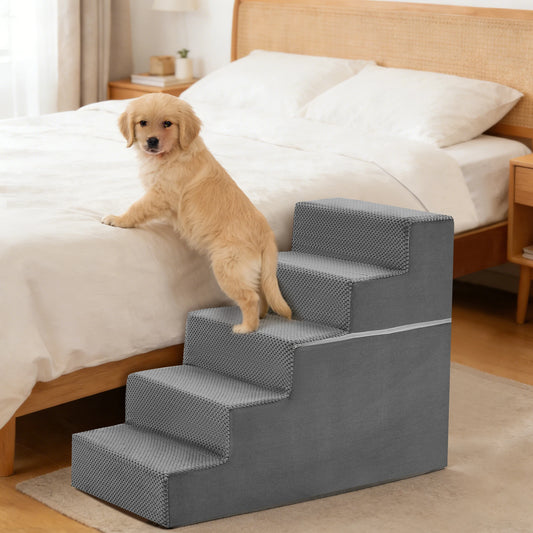 JHK Curved Foam Dog Stairs With Non Slip Pet Staircase