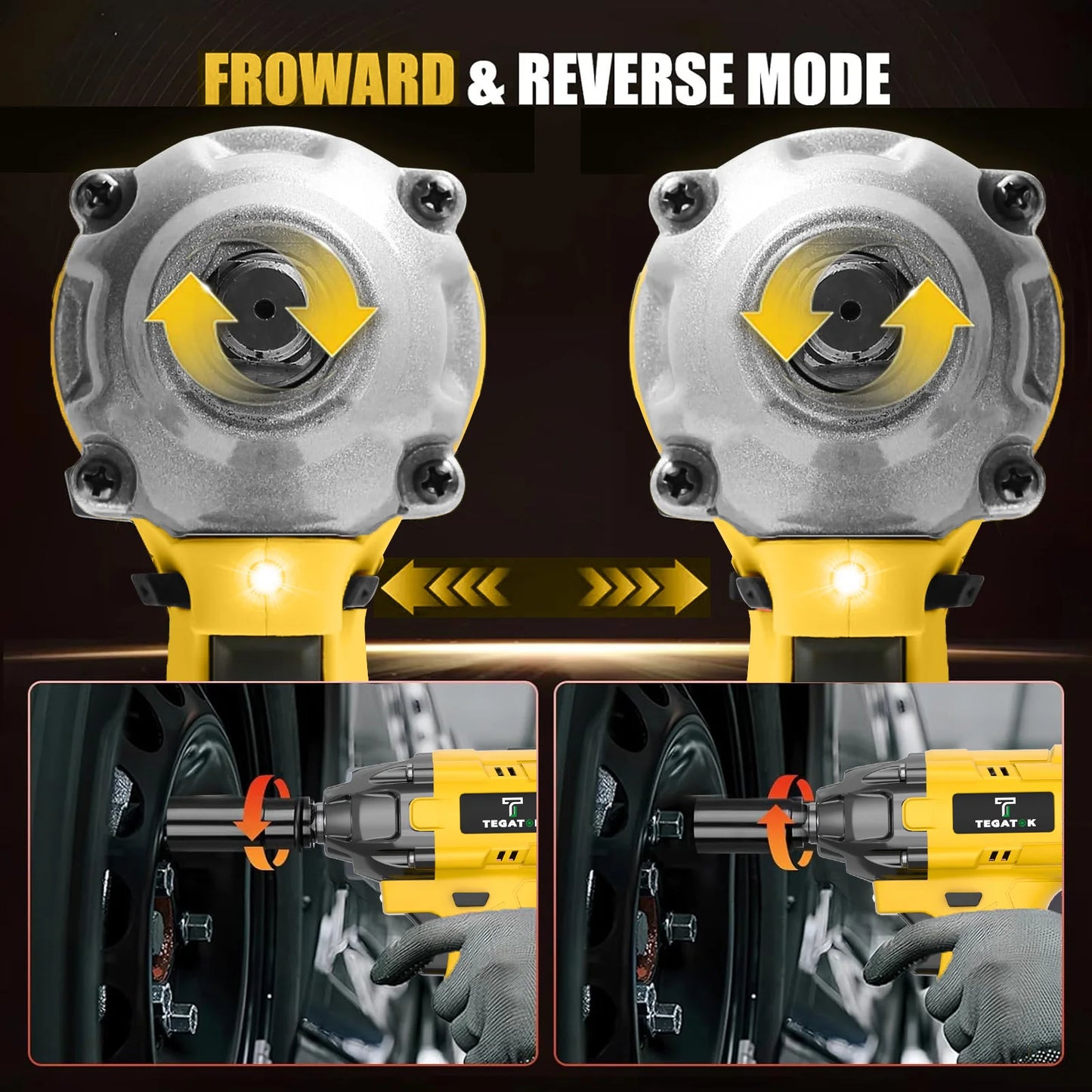 TEGATOK Brushless Cordless Wrench For Home DIY Projects