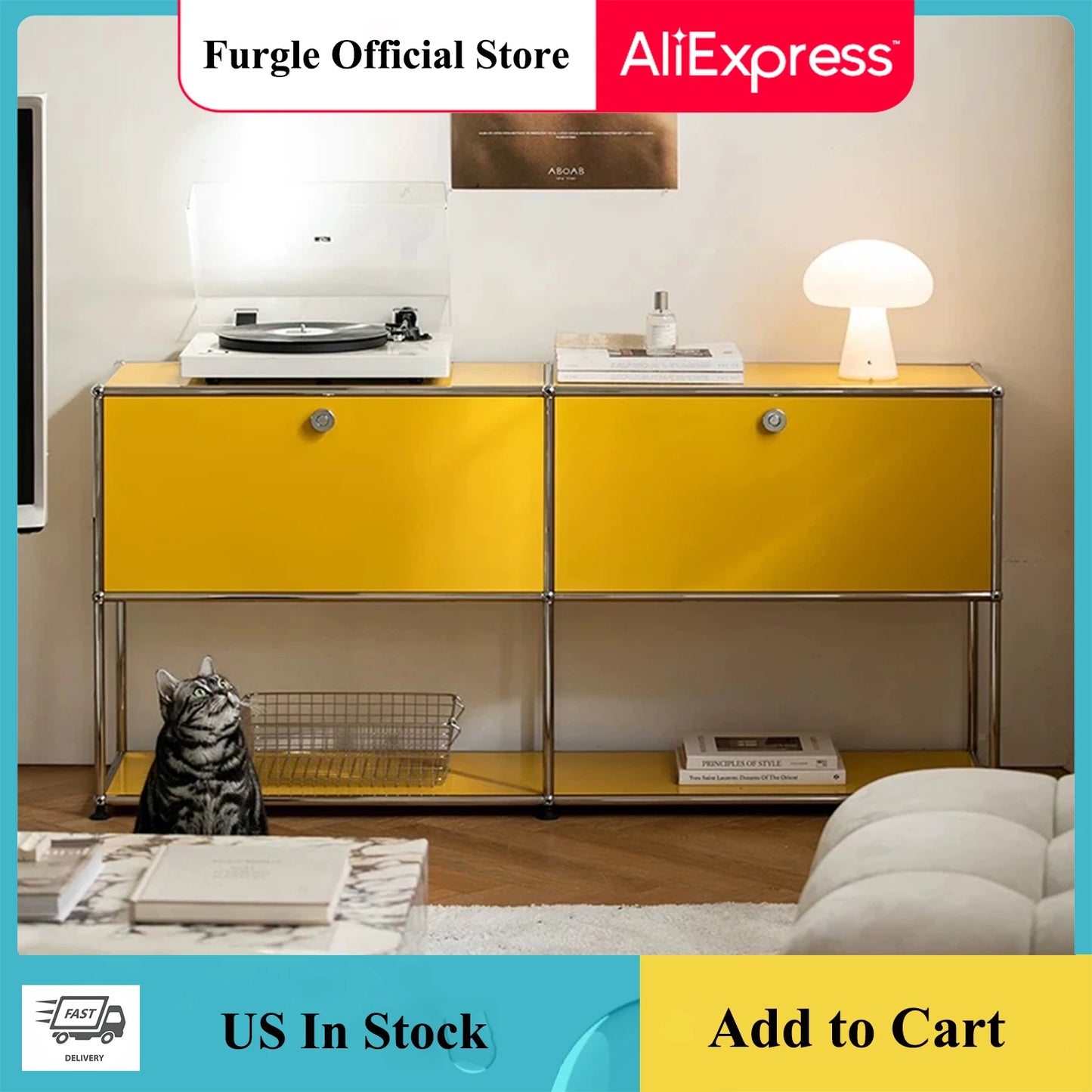 Furgle Modern Modular Metal Storage Cabinet Freestanding Sideboard
