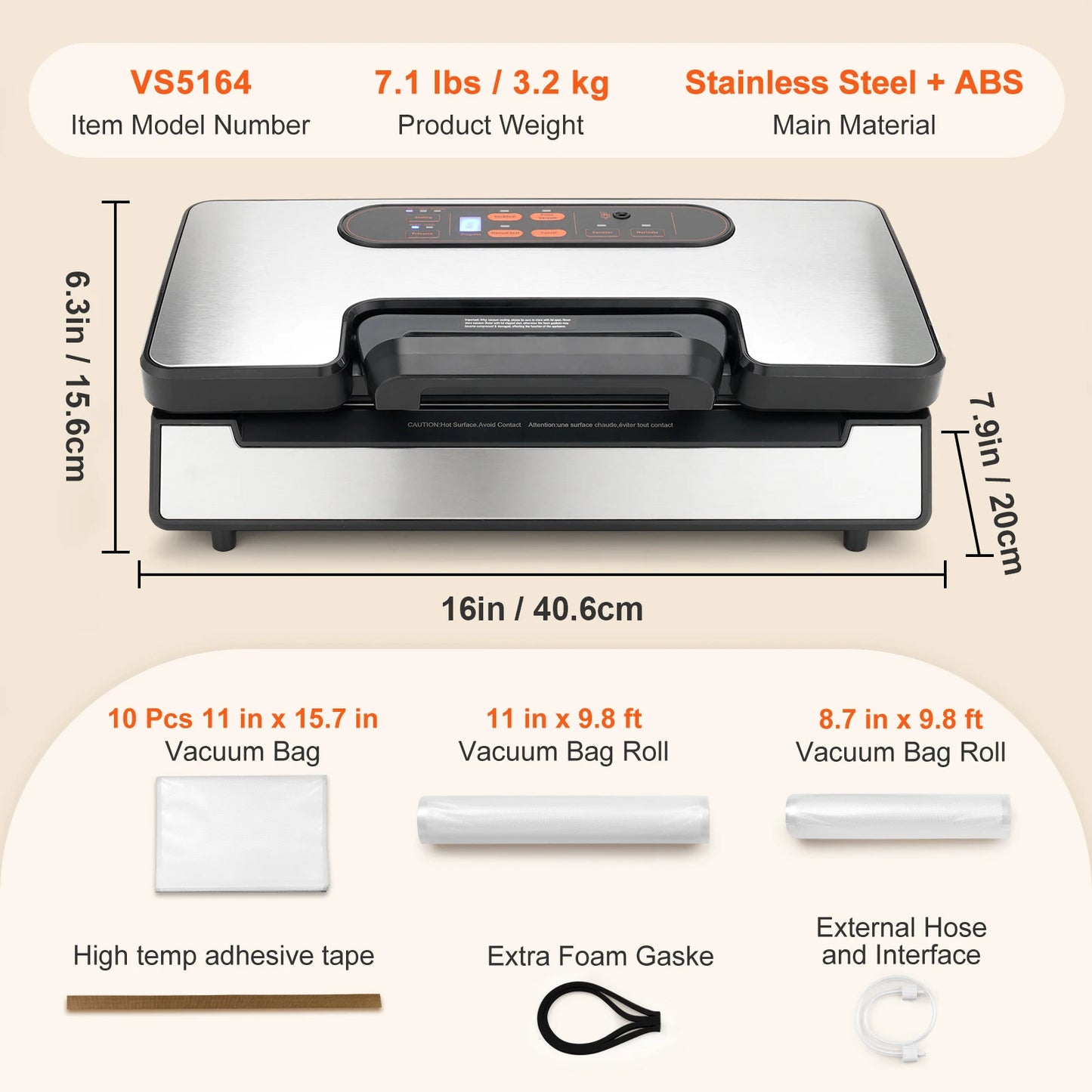 SucceBuy Vacuum Sealer Food Packaging Machine 90KPa 130W