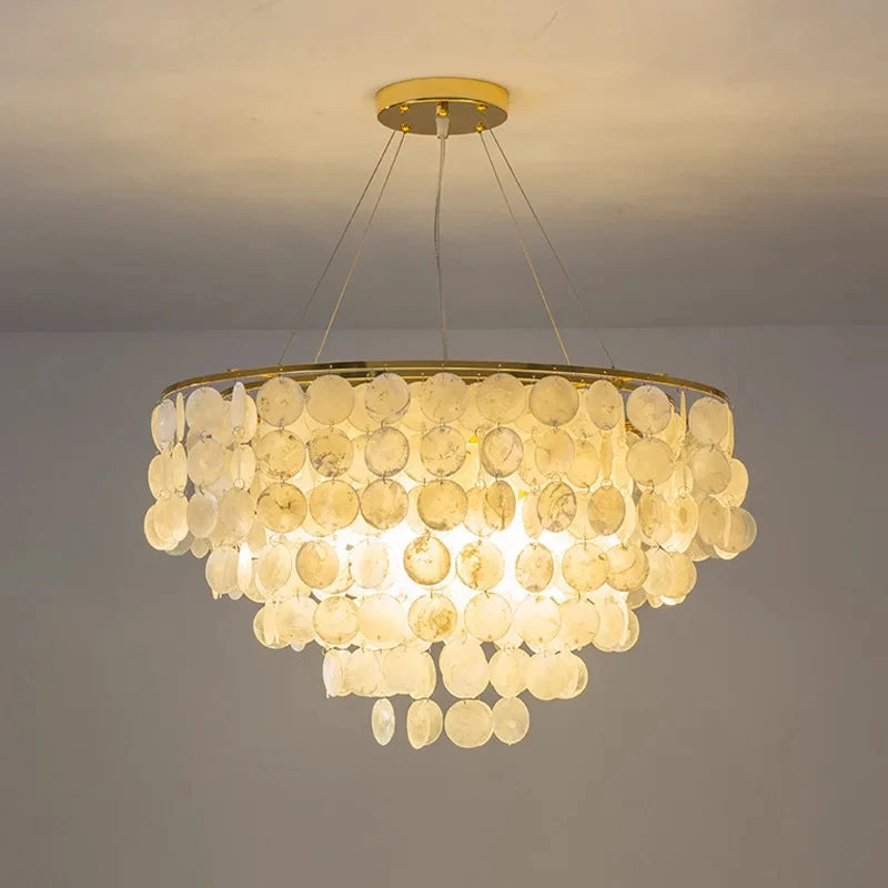 Nordic Modern Minimalist Shell Wind Chime Chandelier Romantic Living Room Restaurant Bedroom Led Decorate Ceilling Hanging Light