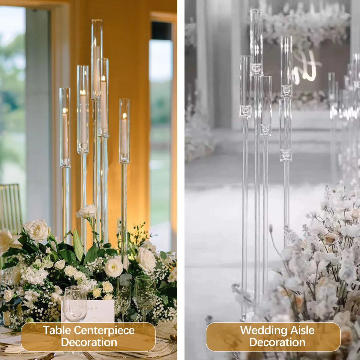 VINCIGANT 5 Arm Acrylic Candelabra Centerpiece For Weddings