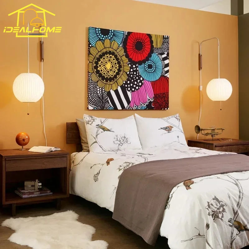 Italian Design Minimalist Flying Saucer Silk Wall Lamp LED E27 Art Decorative Wall Sconces Bedside Study Living/Tea Room Sofas