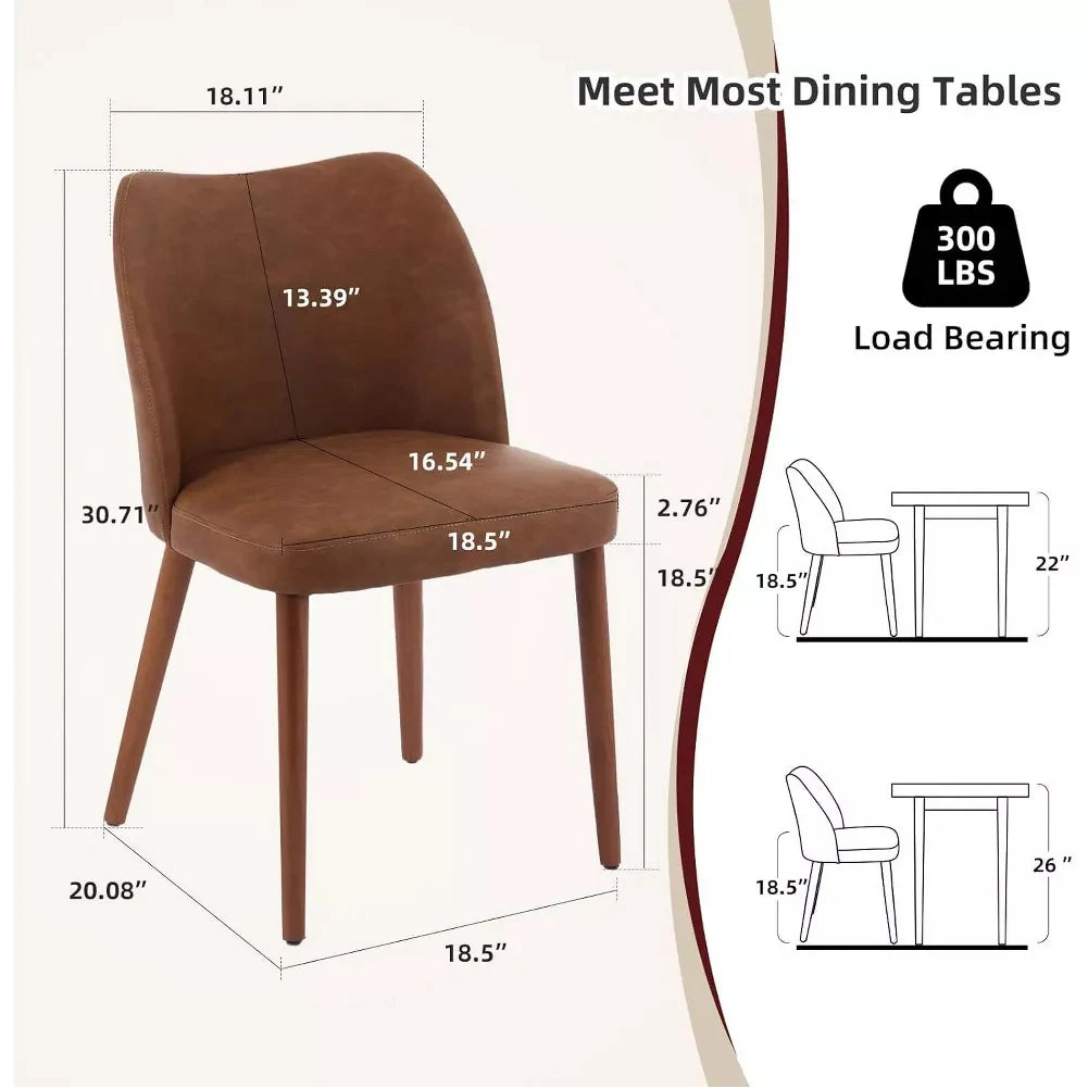 HiMISS Wingback Dining Chairs PU Leather Upholstered With Wood Legs