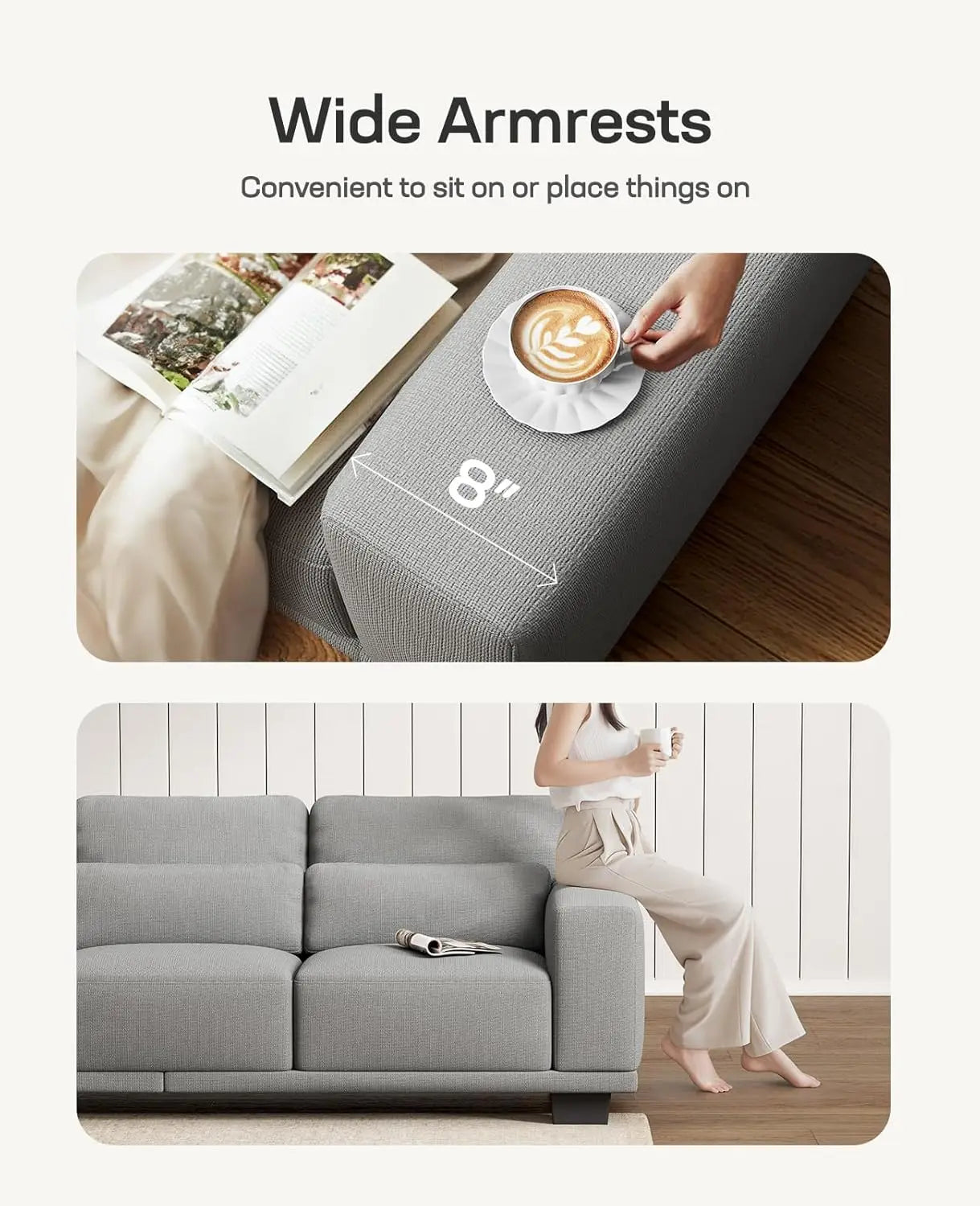 Contemporary Linen Upholstered Sofa For Living Room Office